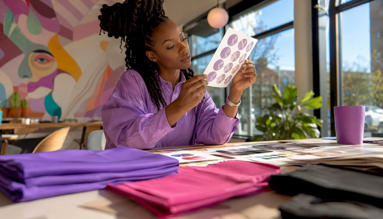 Event planner reviewing custom stickers for event