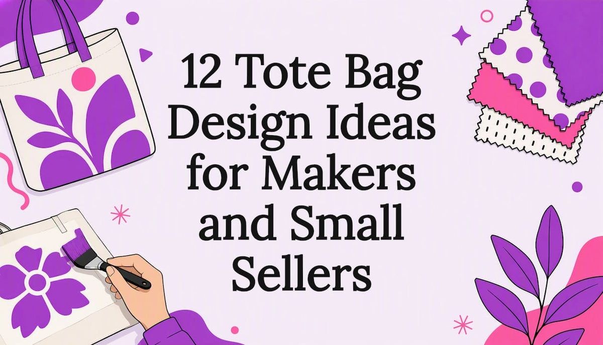 Decorative title card illustration for tote bag design article
