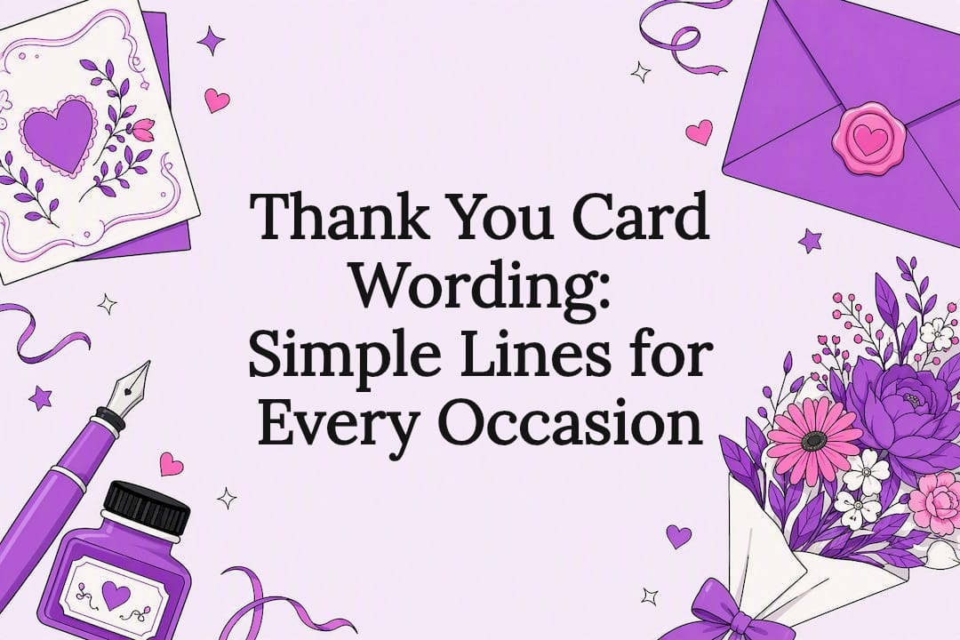 Decorative thank you card title card illustration