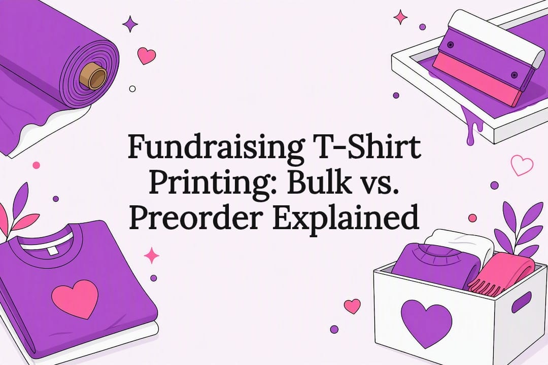 Decorative title card illustration for fundraising t-shirt printing