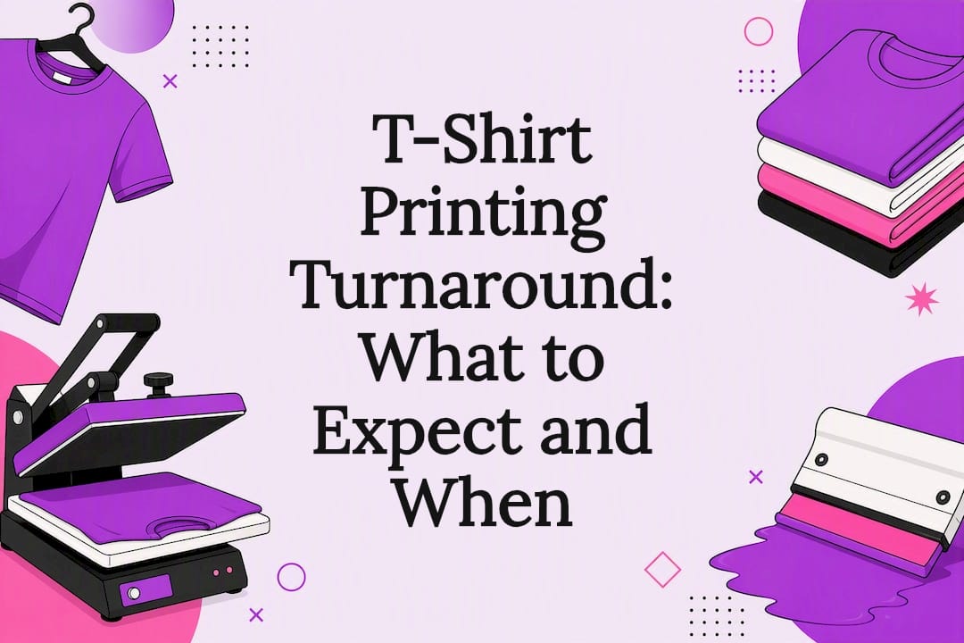 Decorative graphic title card for t-shirt printing turnaround article