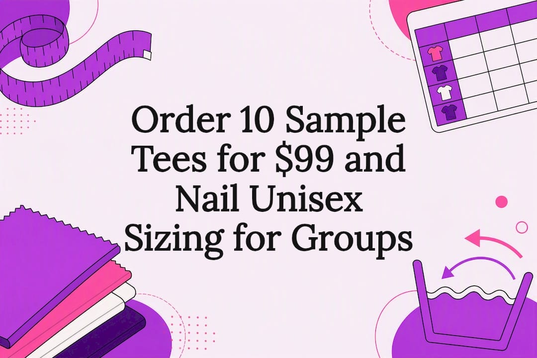 Decorative unisex shirt sizing title card