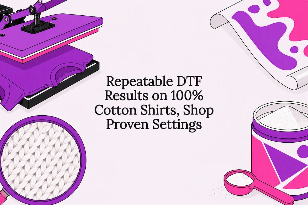 DTF cotton printing title card illustration
