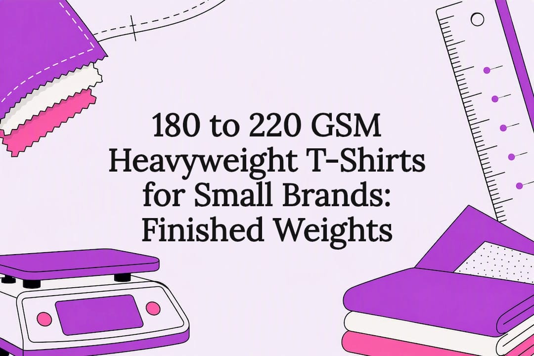 Heavyweight t-shirt fabric measurement title card
