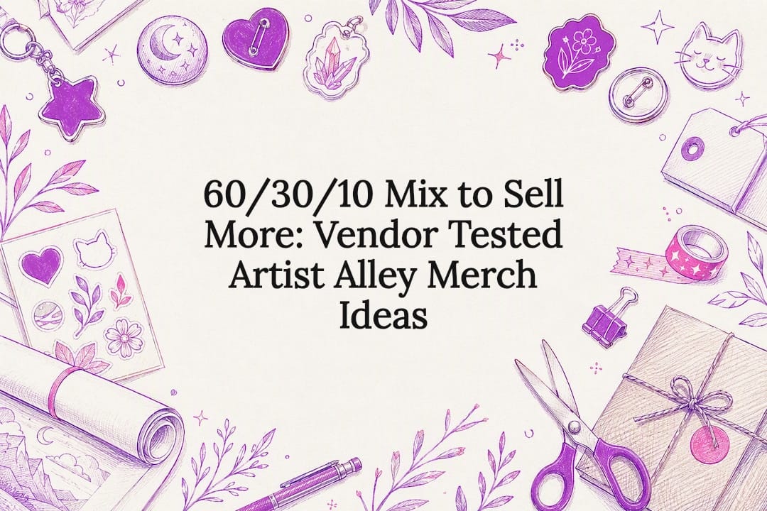 Artist alley merch planning title card