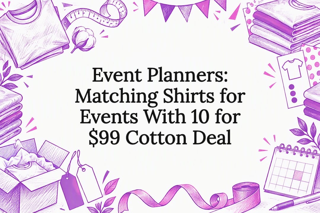 Decorative matching event shirts title card