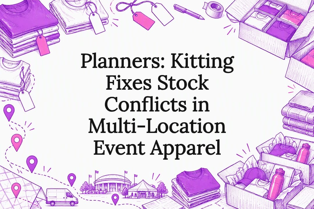 Decorative event apparel logistics title card