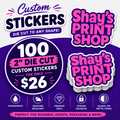 2 Inch Custom Stickers FB | Die Cut, Circle & Square | Glossy | 2" | 100 pack