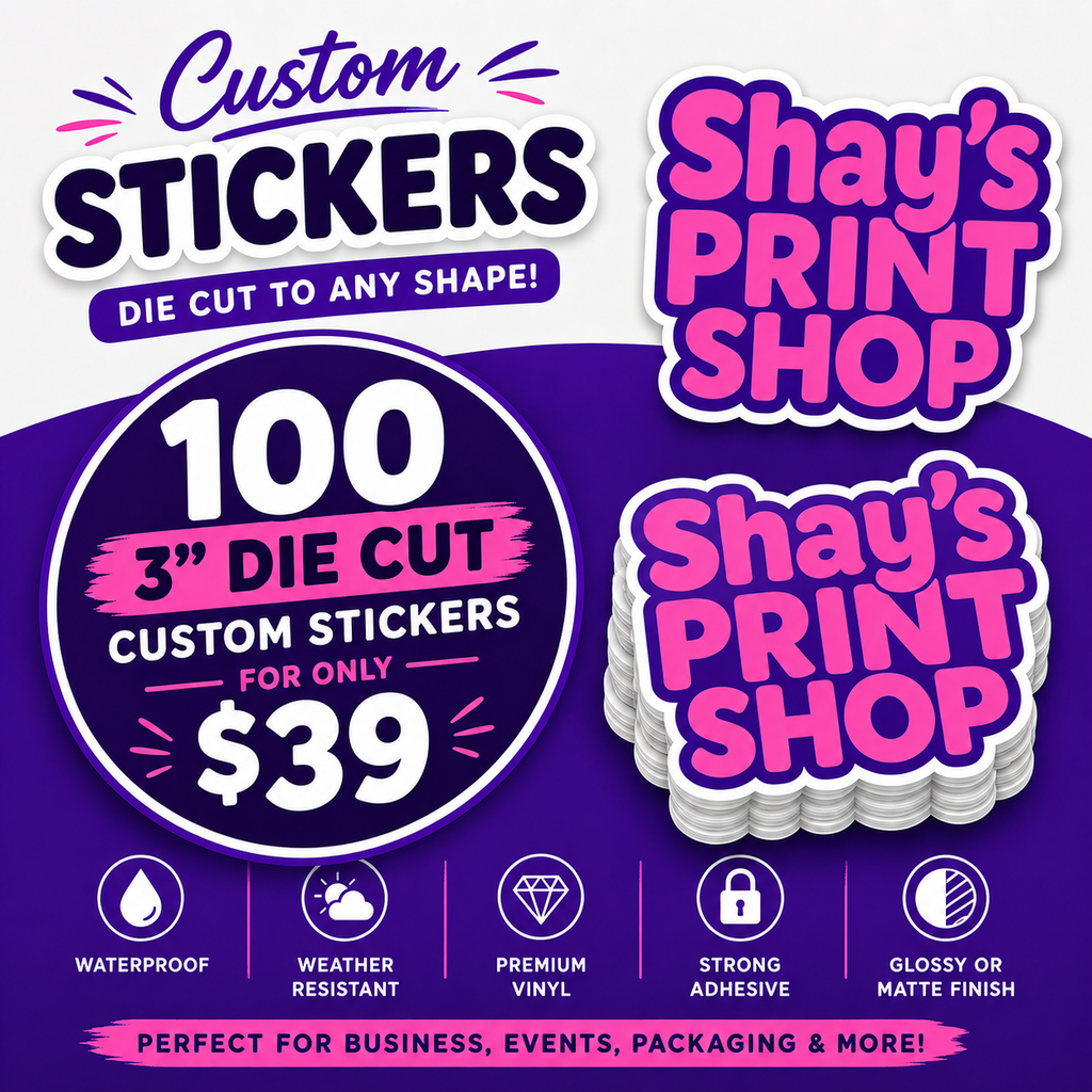 3 Inch Custom Stickers FB | Die Cut, Circle & Square | Glossy | 3" | 100 pack