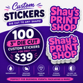 3 Inch Custom Stickers FB | Die Cut, Circle & Square | Glossy | 3" | 100 pack