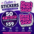 5 Inch Custom Stickers FB | Die Cut, Circle & Square | Glossy | 5" | 50 pack