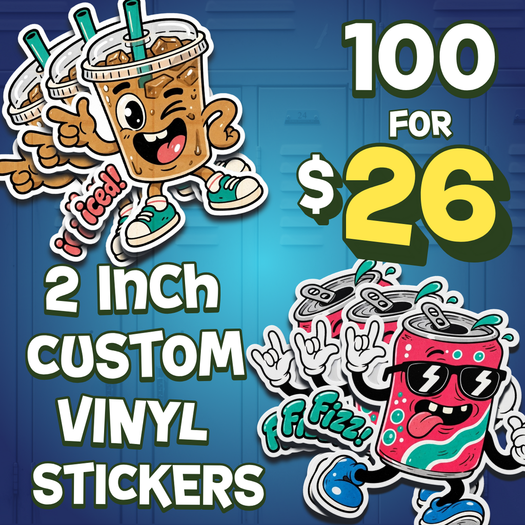 2 Inch Custom Stickers FB | Die Cut, Circle & Square | Glossy | 2" | 100 pack