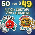 4 Inch Custom Stickers FB | Die Cut, Circle & Square | Glossy | 4" | 50 pack