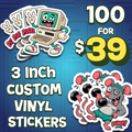 3 Inch Custom Stickers FB | Die Cut, Circle & Square | Glossy | 3" | 100 pack