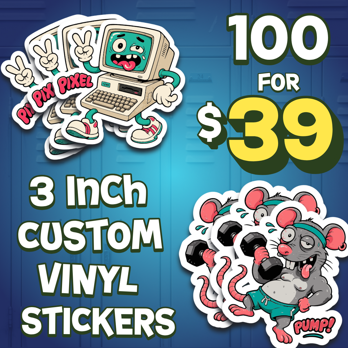 3 Inch Custom Stickers FB | Die Cut, Circle & Square | Glossy | 3" | 100 pack