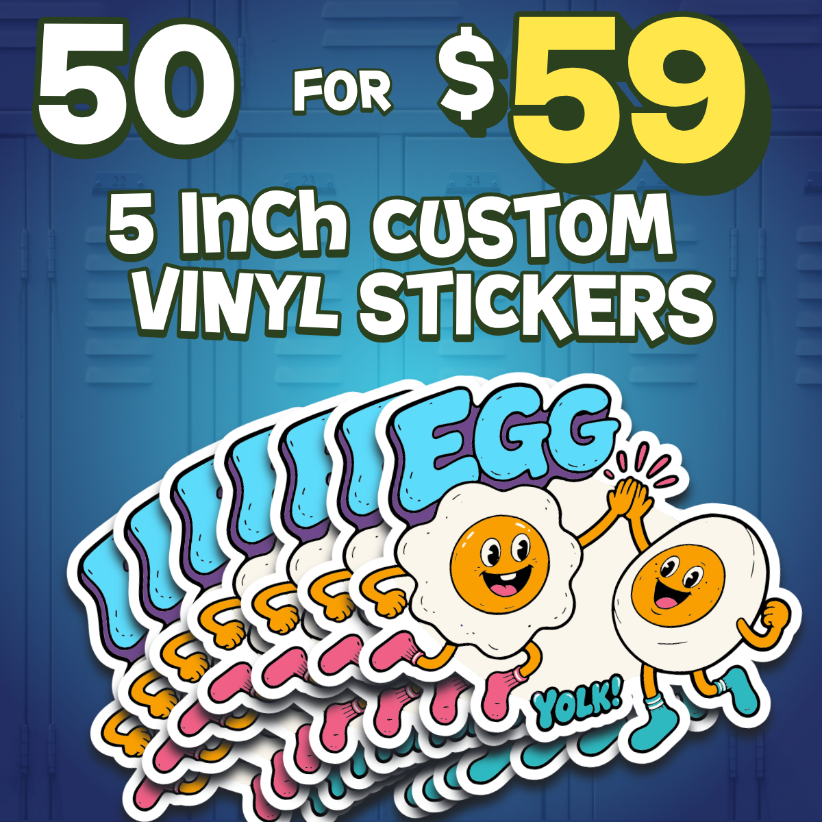 5 Inch Custom Stickers FB | Die Cut, Circle & Square | Glossy | 5" | 50 pack